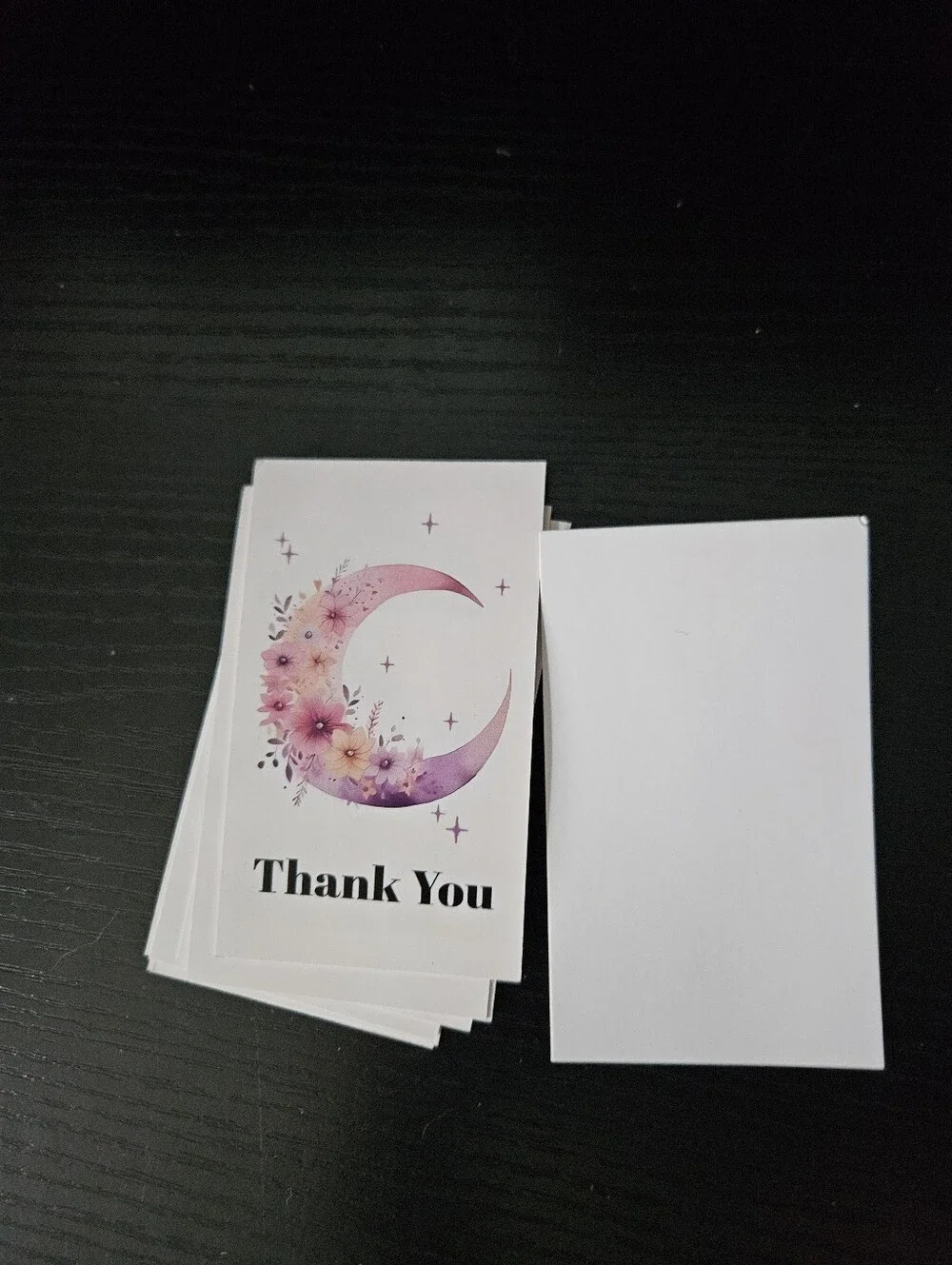 Thank You Cards with Pink & Purple Floral Crescent Moon